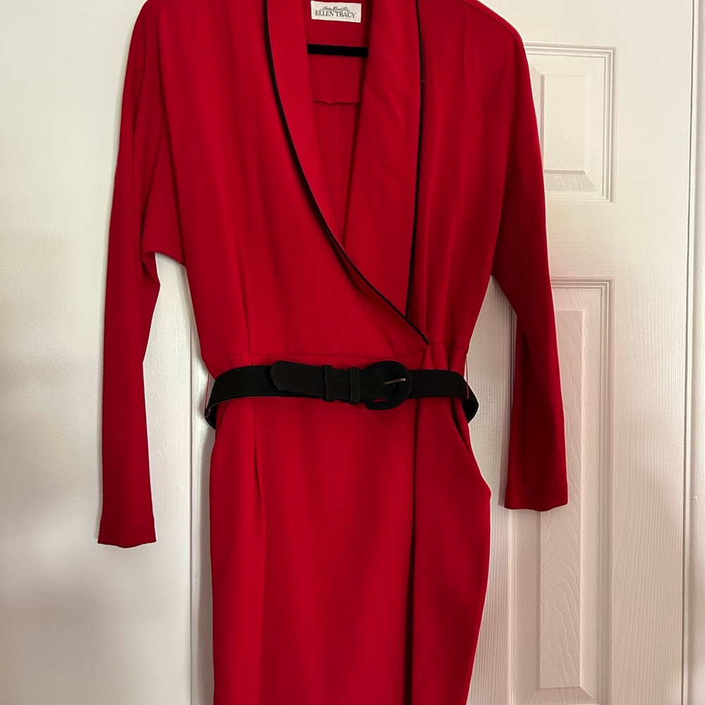 This is a beautiful luxurious red 100% Wool dress.